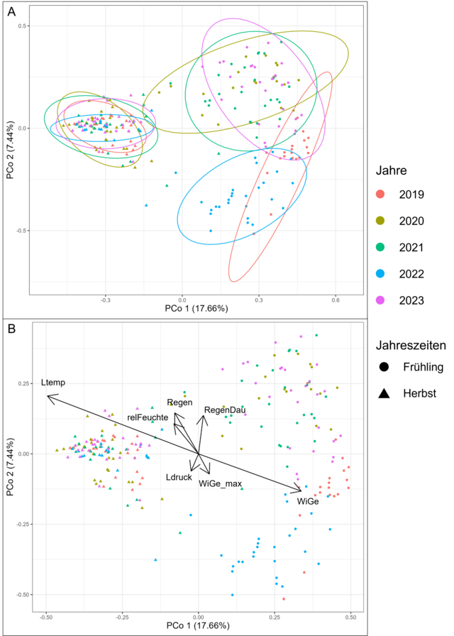 Ergebnisse der Principal Coordinate Analysis (PCoA)